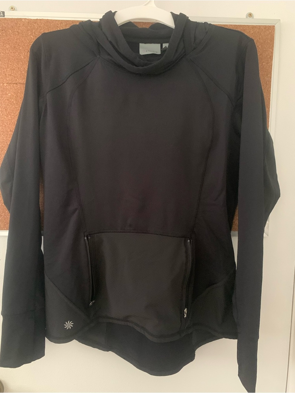 Athleta Black Hooded Utility Pullover